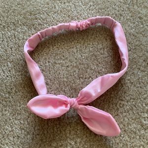Pink satin bow headband